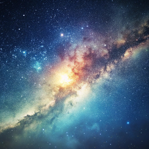Milky Way background with a vaguely shaped colour bleed effect