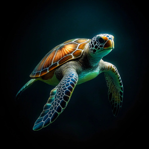 sea turtle in the dark