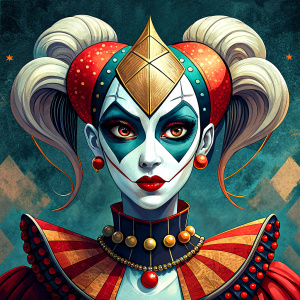 mad harlequin lady wearing mask