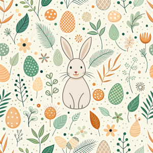 easter minimalist doodles seamless pattern tile, white ground