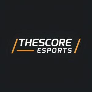 A sleek, modern logo design. TheScore esports and Social Elements logos, minimalistic with a dark background, clean sans-serif font, simple straight line, monochromatic color scheme.