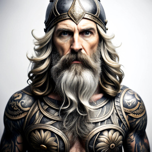 Nordic God Tyr - perfect realistic art, high-definition grey and black, white background tattoo design