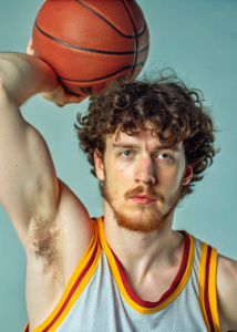 Jack Harlow  sweaty pits, showing armpits, white background, basketball player
