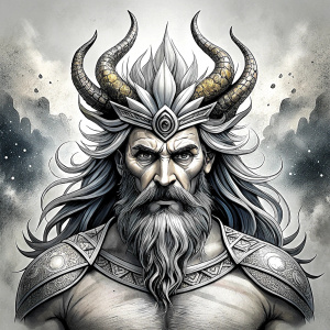 Nordic God Njörd, The Norse Sea God - perfect realistic art, high-definition grey and black, white background tattoo design