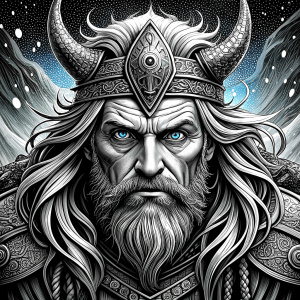 viking god freyr perfect realistic art, high-definition, high-definition grey and black, white background 