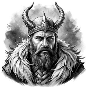 viking ragnar perfect realistic art, high-definition, high-definition grey and black, white background 