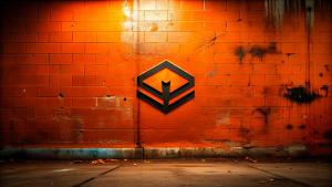 Minimalist Wall, perfect lines, Dark Logo, graffiti in the style of street art aesthetic, cute cartoonish designs