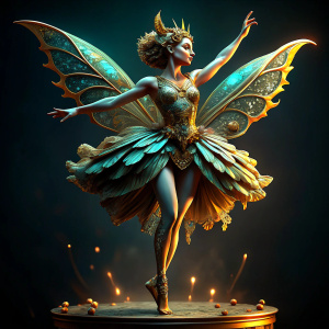 full bodx statue of dancing garde fairy, 3D