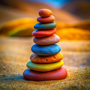 stack sandy colorful rocks