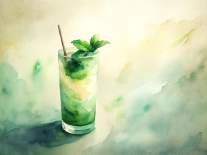 watercolor cocktail, white background 