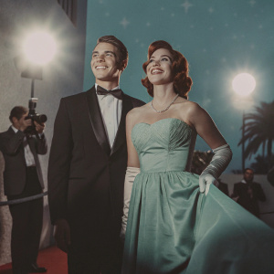 Hank Plante and Joan Garry attend the GLAAD Media Awards. Formal attire, red carpet setting.