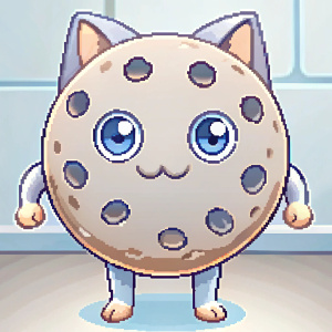 round cookie-kitten with two legs