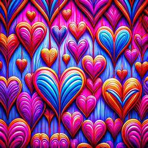 
small shiny pink hearts hanging from top of page, wallpaper pattern, relief, digital art