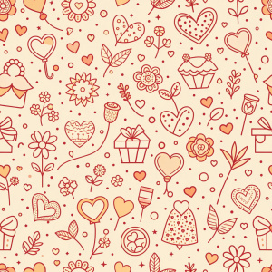 valentine day minimalist doodles for seamless pattern tile, light background