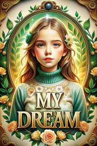 девушка, ракурс 3:4, одет в свитер с надписью "My Dream"
