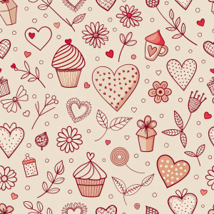 valentine day minimalist doodles for seamless pattern tile, light background