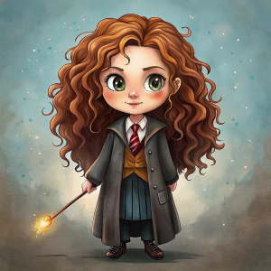 Bellatrix Lestrange sweet drawing, full-length drawing, cute draw, dark hair 