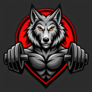 Logo de um personal trainer, lobo determinado, com foco, força, disciplinado