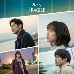 Promotional poster for Japanese drama 'Fragile'. Multiple characters in various settings and poses.