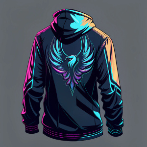 Concept design for the Phoenix Rivals e-sports team jersey. Predominantly gold and black with phoenix emblem and sponsor logos.