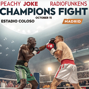 Boxeo entre Peachy Joke y Radiofunkens. Evento: Lucha de campeones. Fecha: 15 de octubre. Lugar: Estadio Coloso, Madrid.