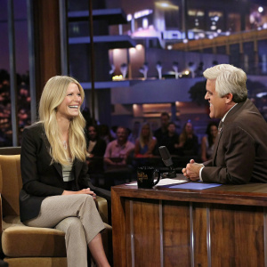Gwyneth Paltrow guest appearance on Jay Leno's Tonight Show. Studio audience visible in background.