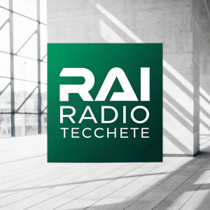 Modern logo for RAI Radio Tecchete featuring a sleek green square with a minimalist black letterform inside. Clean and contemporary design.