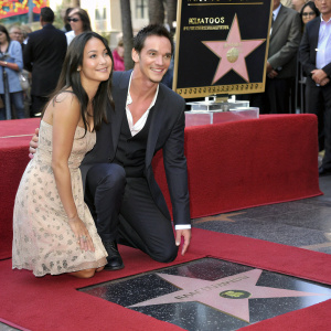 Jonathan Rhys Meyers and Reena Hammer at the Hollywood Walk of Fame unveiling ceremony.