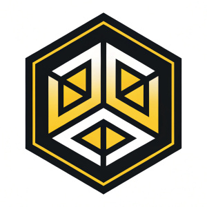 Modern geometric design for Enactus logo. Black and yellow color scheme. Yellow accents