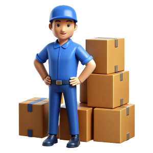 delivery man with cardboards