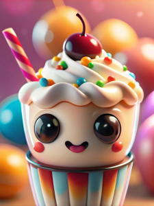 Cute Milkshake With Cherry