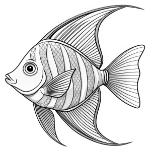 coloring page, black and white , Luminous Angelfish , Aquatic theme, doodles
, white background , black line art , simple details , less outlines , less shadow , easy to draw
