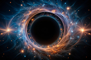 Dark blue and pink minimalist abstract background wallpaper, mystical glowing portal hole
