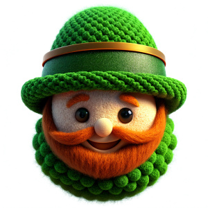 Saint Patrick's daySaint Patrick's day duende, gorro negro y treboless fondo blanco