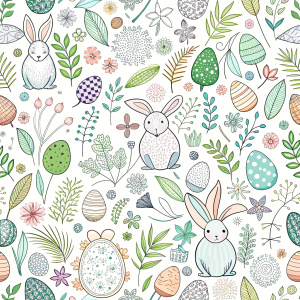 easter minimalist doodles seamless pattern tile, white ground