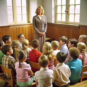 Children are listening to the lesson in the classroom