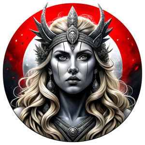 Hel – nordic godness - perfect realistic art - high definition - grey and black tattoo design - white background 