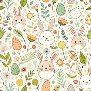 easter minimalist doodles seamless pattern tile, white ground