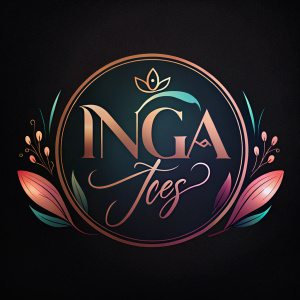 Logo con las letras. 
INGA, Importadora-Experess en color pastel y fondo negro que sea para una tienda de mujeres de ropa y calzado, estilo elegante