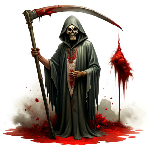 greem reaper,full body,blood,clean background,white background,best image, high quality.