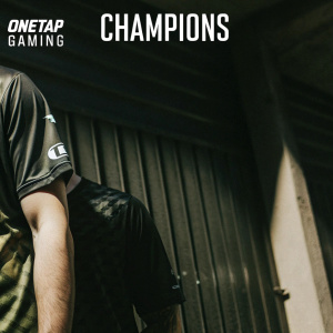 A social media feed highlighting the OneTAP GAMING brand. Multiple men in various team jerseys. Text reads 'Champions'. Promotional posts.
