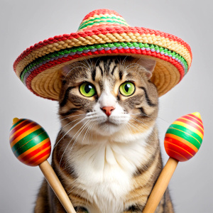 Mexican cat with maracas