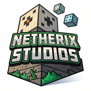 The logo for Netherix Studios features a modern, blocky design reminiscent of Minecraft.