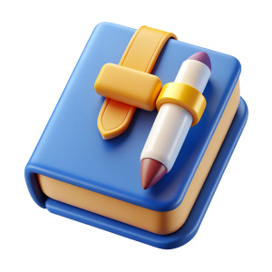 3d icon: school classes, pen book