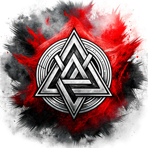 Valknut and runes - perfect  high-definition grey and black, white background 