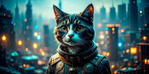 a cyberpunk  cat