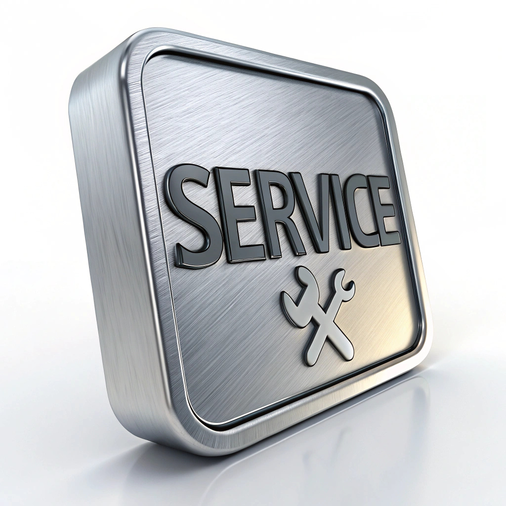 3D abstract icon for service, aluminum, without background