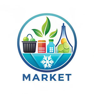 Logo para un mercado que vende productos congelados ,aceites, aseo