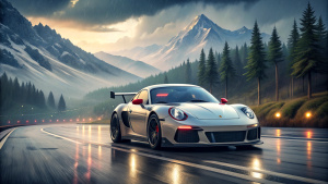 One supercar Porsche, Racing, Rearview