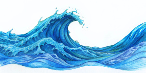 raging ocean blue waves, without background